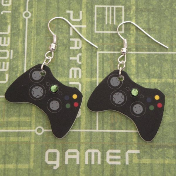 Black Xbox 360 Elite Video Games Controller Earrings