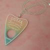 Pastel Rainbow Glitter Acrylic Ouija Planchette Necklace