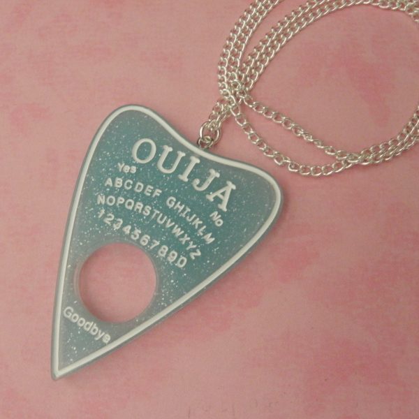 Turquoise Glitter Acrylic Ouija Planchette Necklace