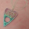 Purple & Turquoise Glitter Acrylic Ouija Planchette Necklace