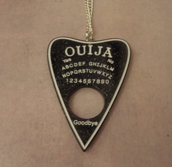 Black Glitter Acrylic Ouija Planchette Necklace - Image 4