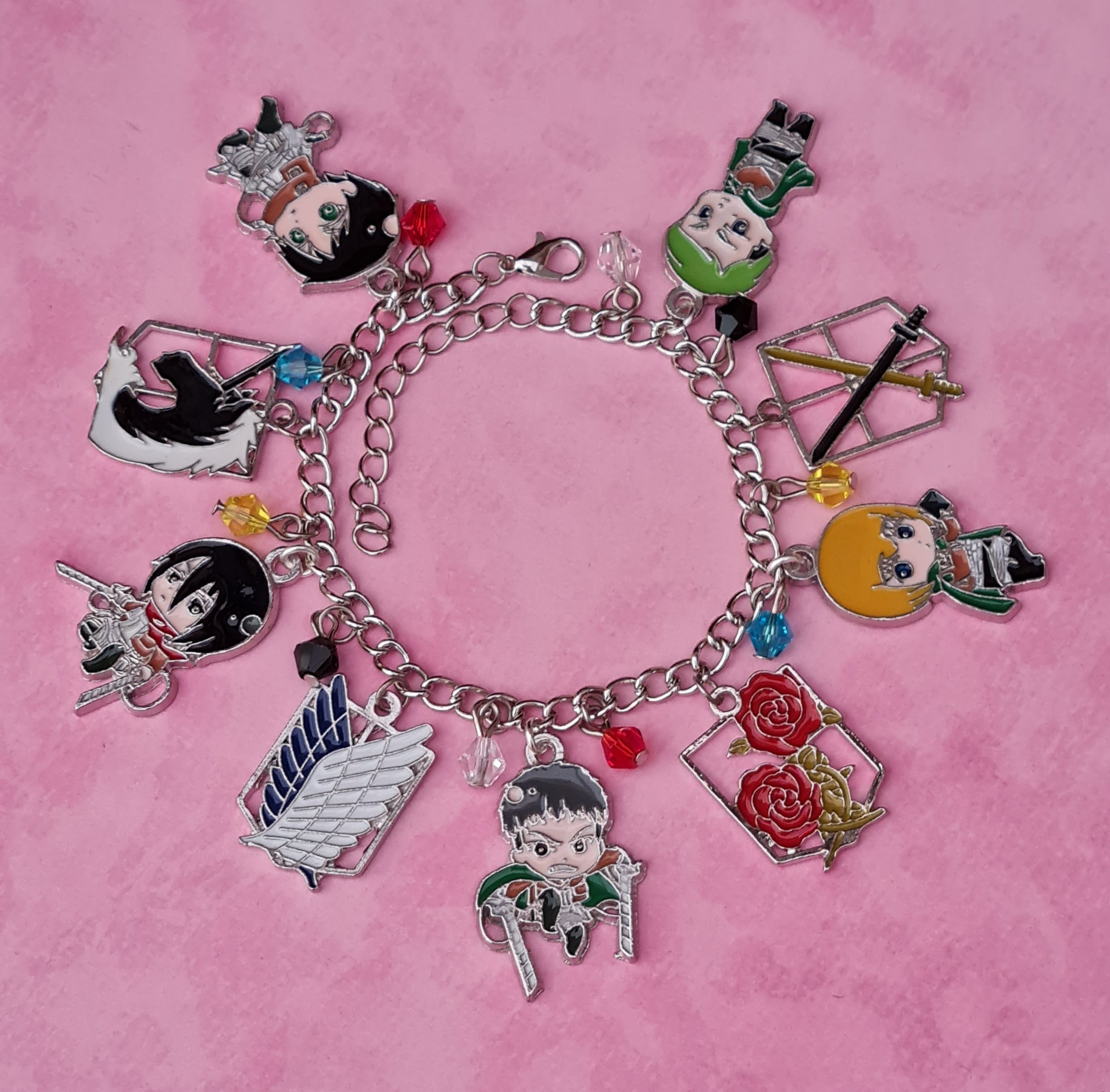  RHXWFDG Anime cartoon Attack Titan Charm Bracelet