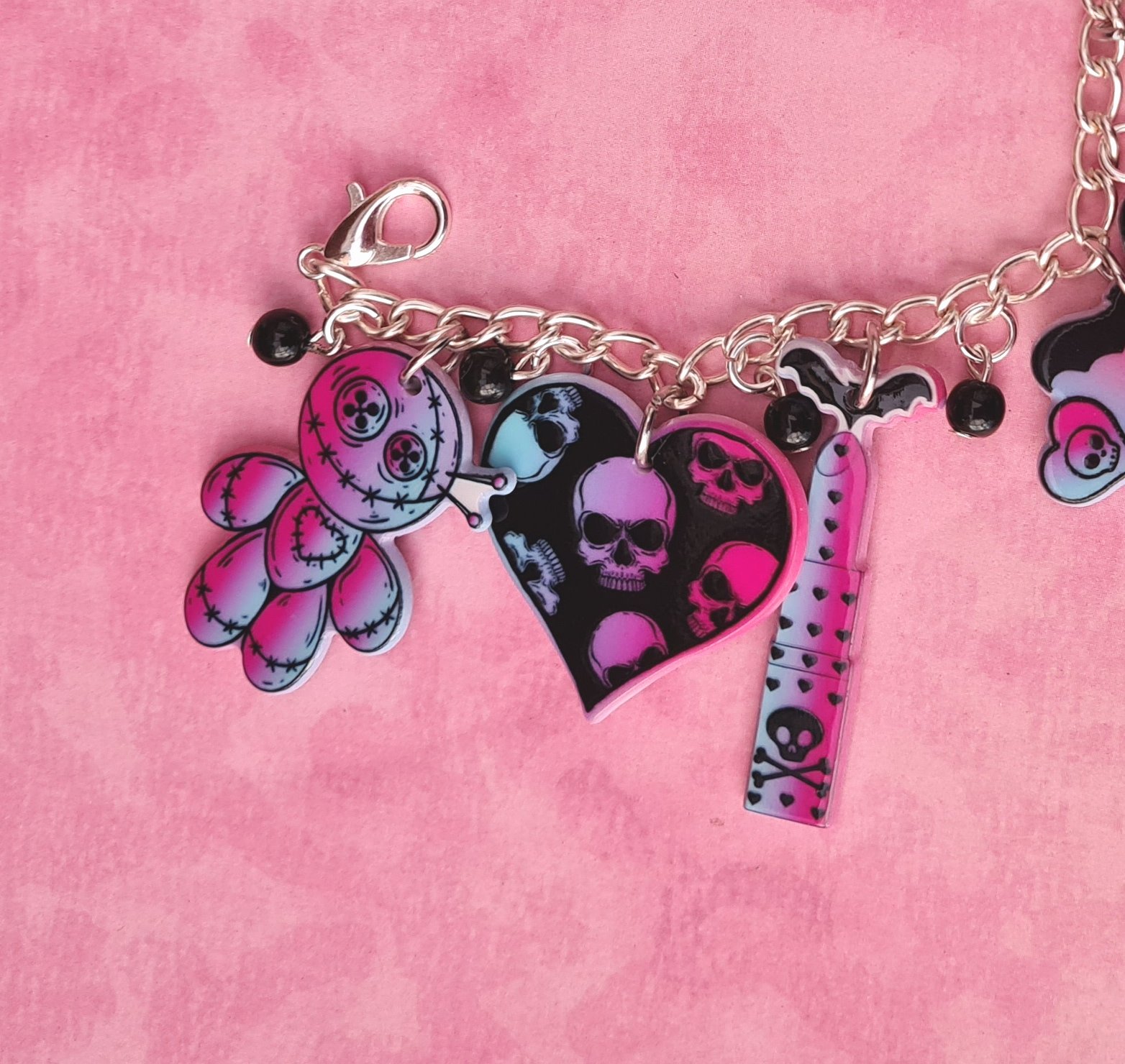 Spooky Gothic Charm Bracelet – Biohazard Candy
