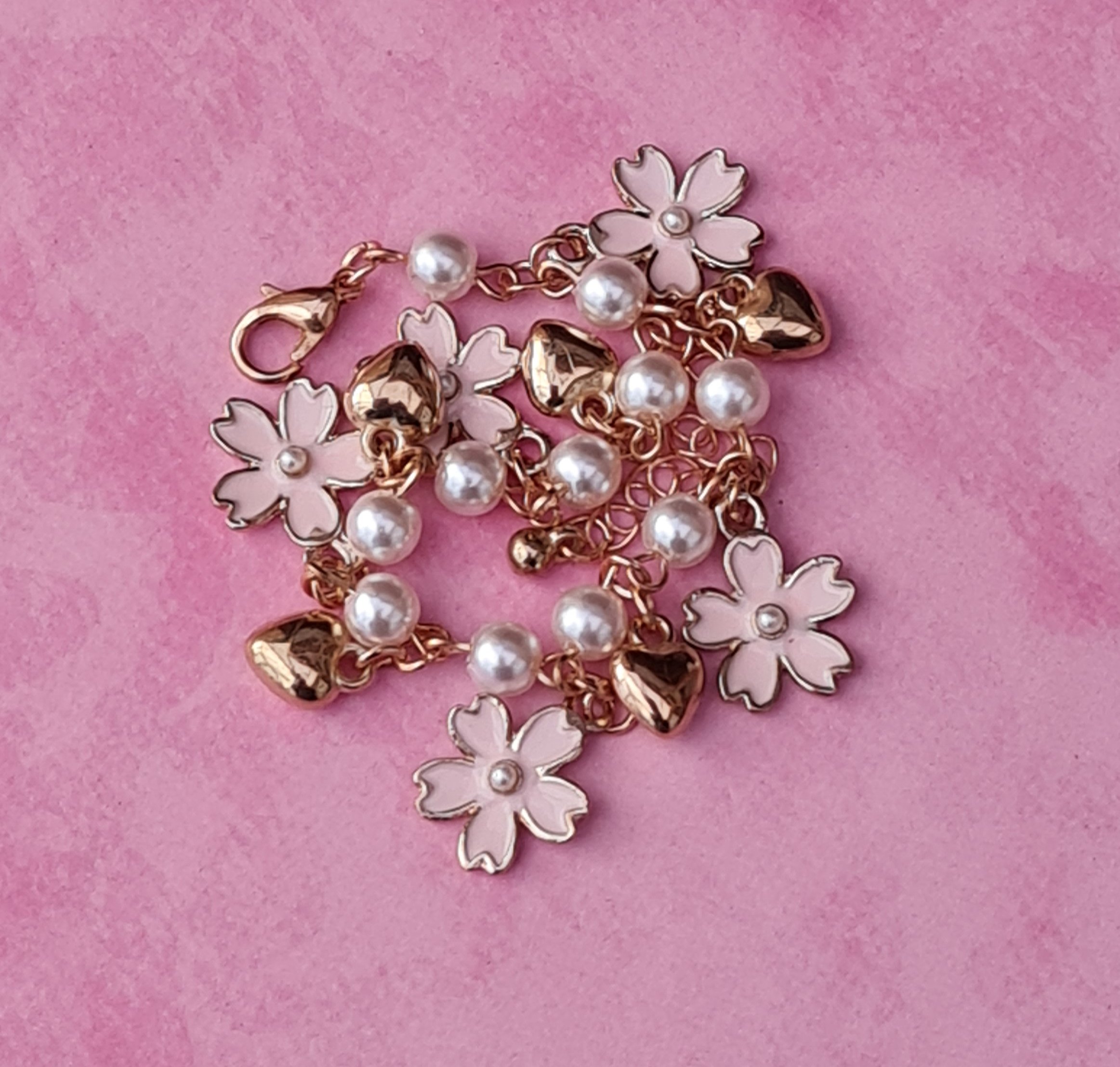 Pink Cherry Blossom Charm Necklace