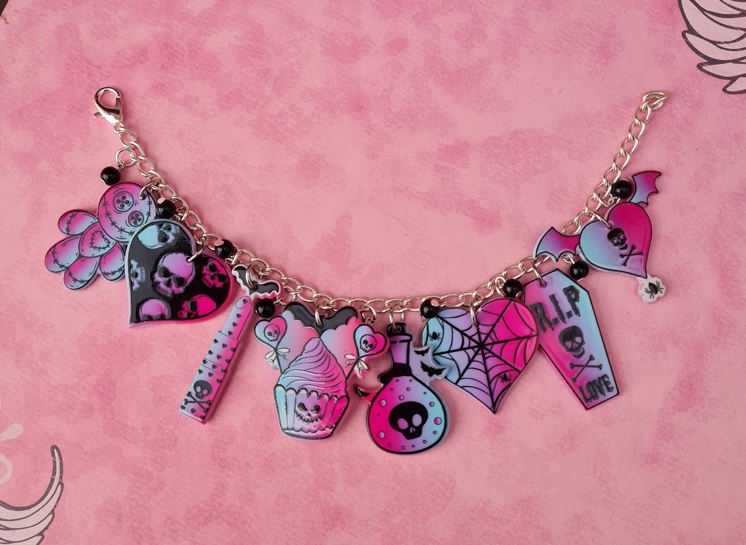 Gothic Wiccan Charm Bracelet – Biohazard Candy