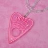 Transparent Pink Glitter Acrylic Ouija Planchette Necklace