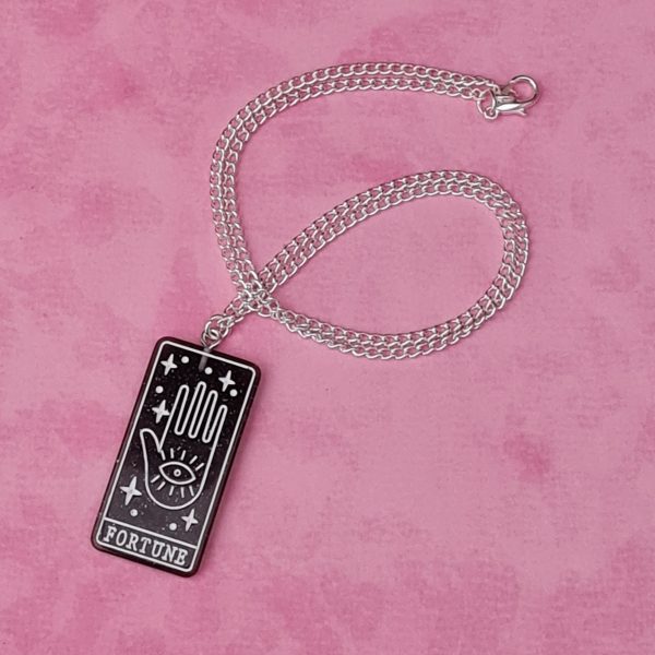 Black Glitter Fortune Tarot Card Necklace - Image 2