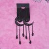 Black Filigree Crescent Dangle Earrings - Image 4