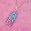 Purple & Turquoise Glitter Moon Tarot Card Necklace