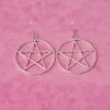 Large Silver Pentacle Earrings