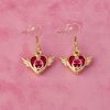 Bright Pink Winged Heart Earrings