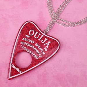 Red Glitter Acrylic Ouija Planchette Necklace