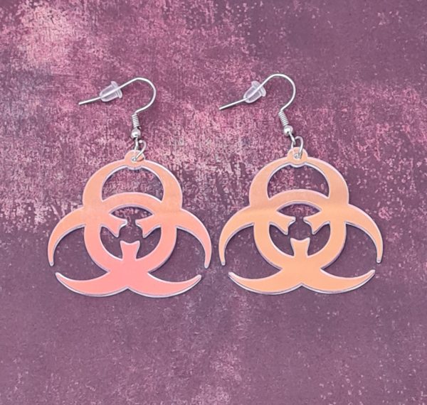 Iridescence Acrylic Biohazard Earrings