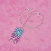 Purple & Turquoise Glitter Moon Tarot Card Necklace - Image 2