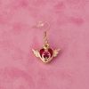 Bright Pink Winged Heart Earrings - Image 2