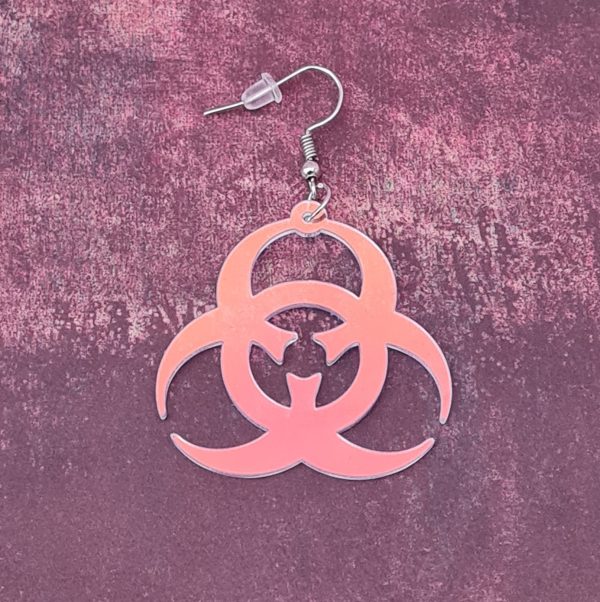 Iridescence Acrylic Biohazard Earrings - Image 2