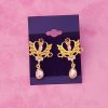 Jewelled Pink Diamante Drop Earrings - Image 3
