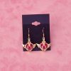 Bright Pink Winged Heart Earrings - Image 3