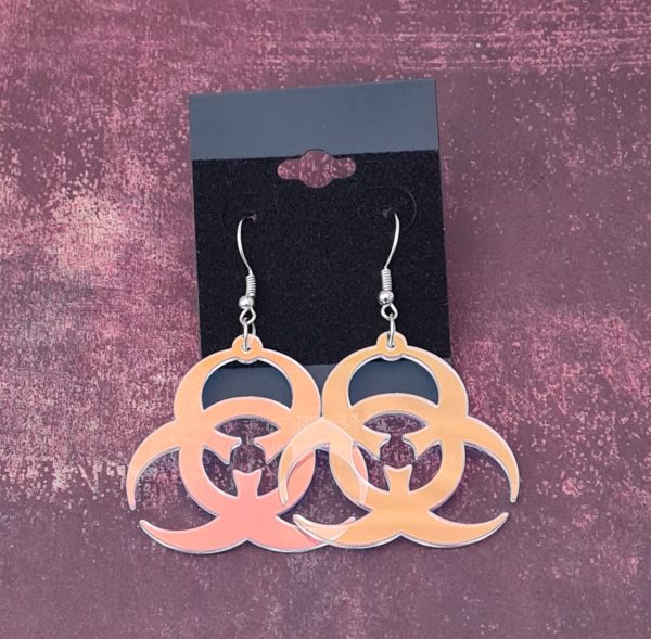 Iridescence Acrylic Biohazard Earrings - Image 3