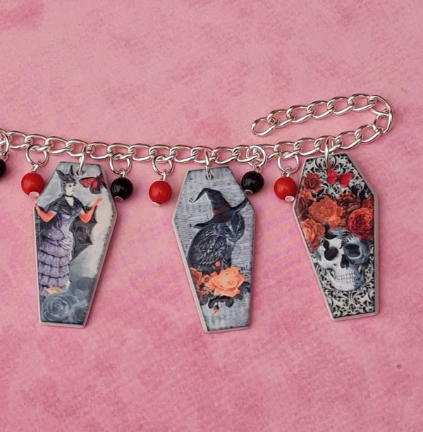 Gothic Coffin Charm Bracelet - Image 4