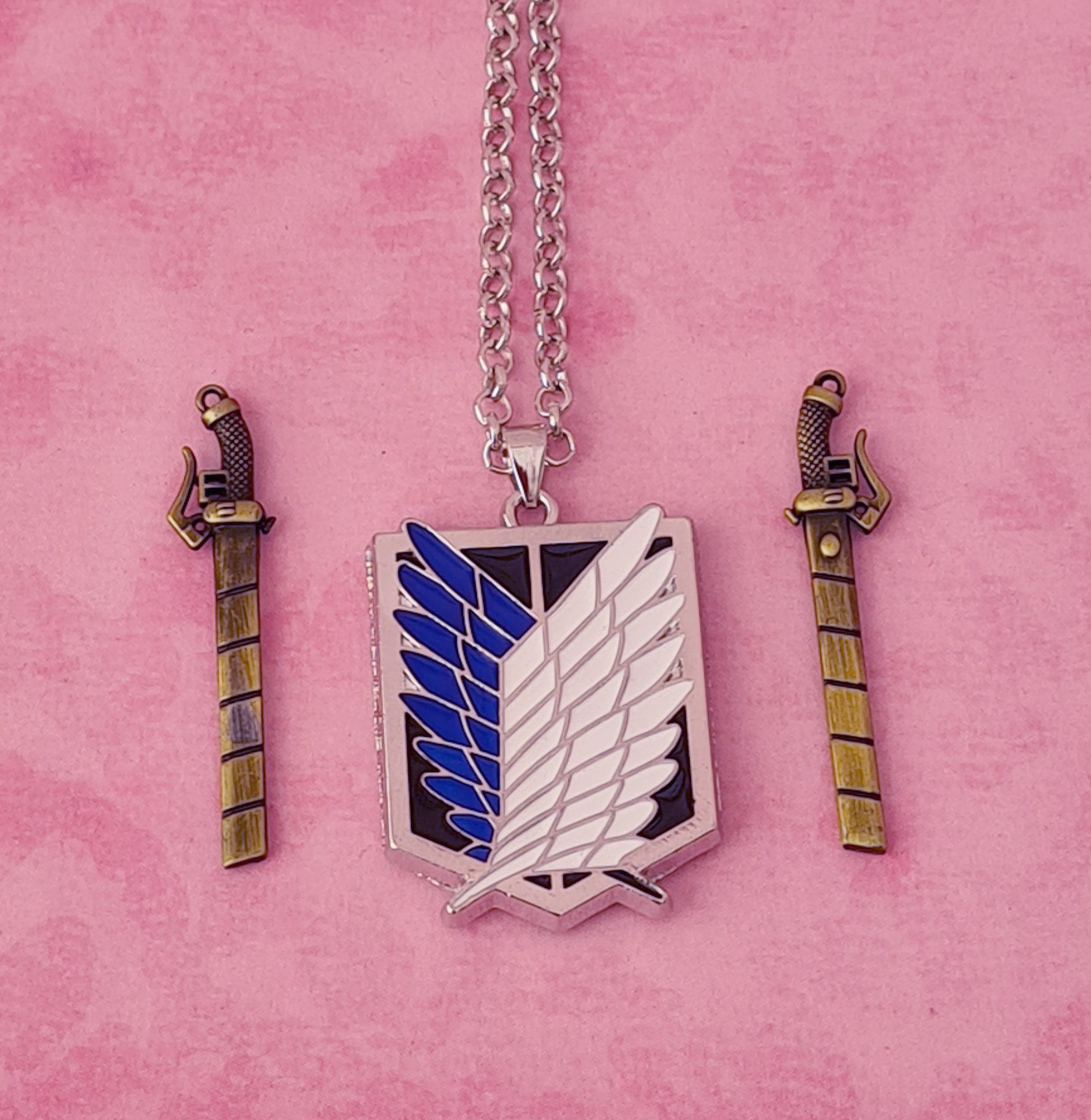 Attack On Titan Necklace Blue & White Survey Corps Logo Shingeki No Kyojin  NEW | eBay