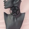 Large Black Acrylic Pentacle Earrings - Image 4