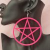 Large Hot Pink Acrylic Pentacle Earrings - Image 5