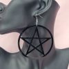 Large Black Acrylic Pentacle Earrings - Image 5
