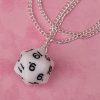White D&D D20 Dice Necklace
