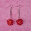 Red D&D D20 Dice Earrings