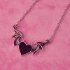 Black Winged Heart Necklace