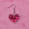 Pink Glitter Heart Earrings - Image 2