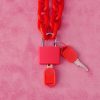 Chunky Hot Pink Acrylic Padlock Necklace - Image 4