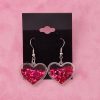 Pink Glitter Heart Earrings - Image 3