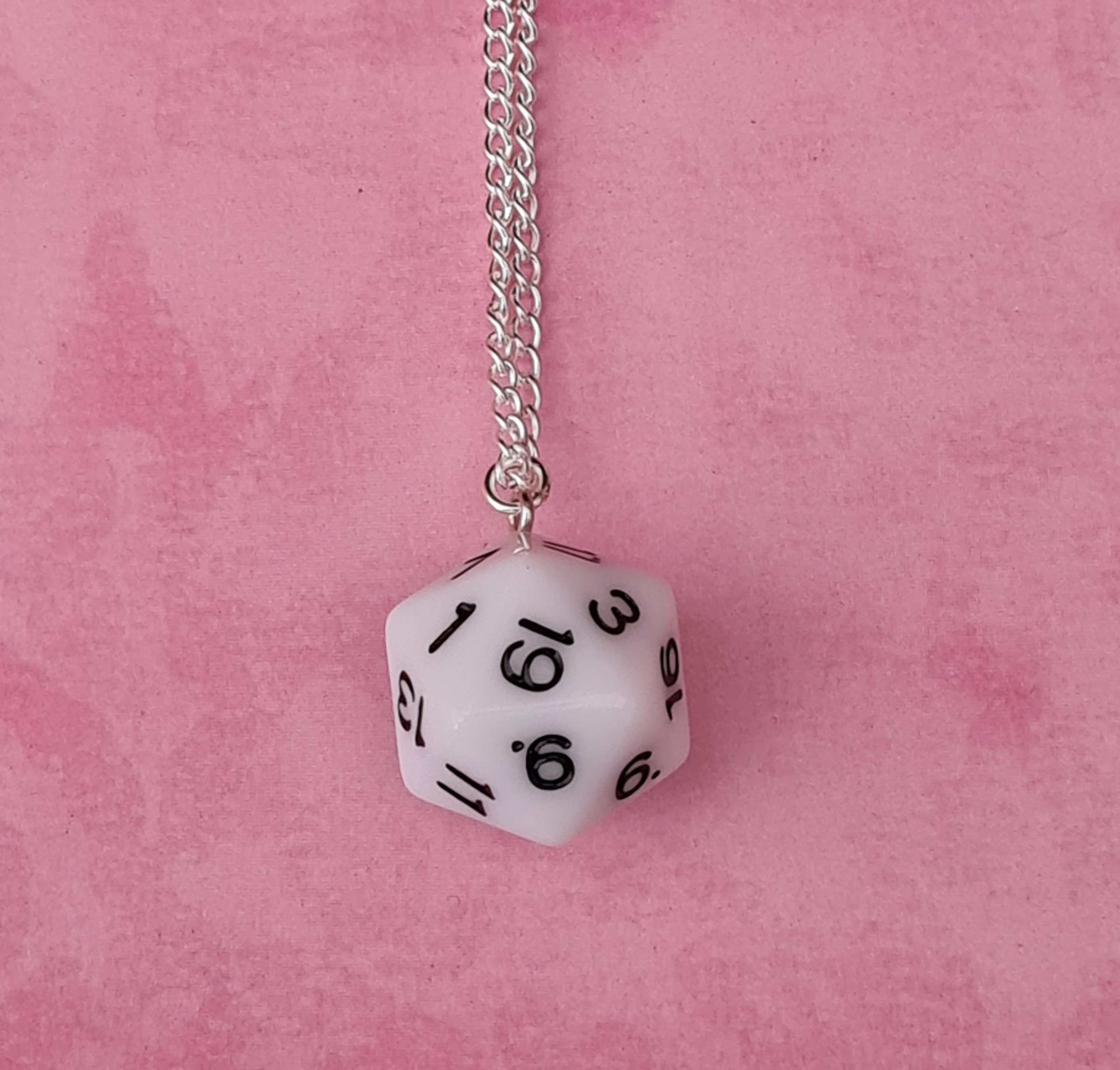 D20 Necklace, Pastel Colored D20, Dice Necklace, Pearl Dice Jewelry, D-20  Dice Pendant, Geeky, Elegant Dice Accessories 