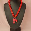 Chunky Hot Pink Acrylic Padlock Necklace