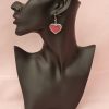 Pink Glitter Heart Earrings - Image 4