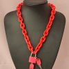 Chunky Hot Pink Acrylic Padlock Necklace - Image 5
