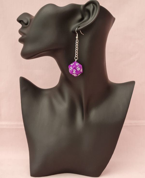 Purple D&D D20 Dice Earrings - Image 5