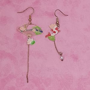 Japanese Fan and Koi Earrings