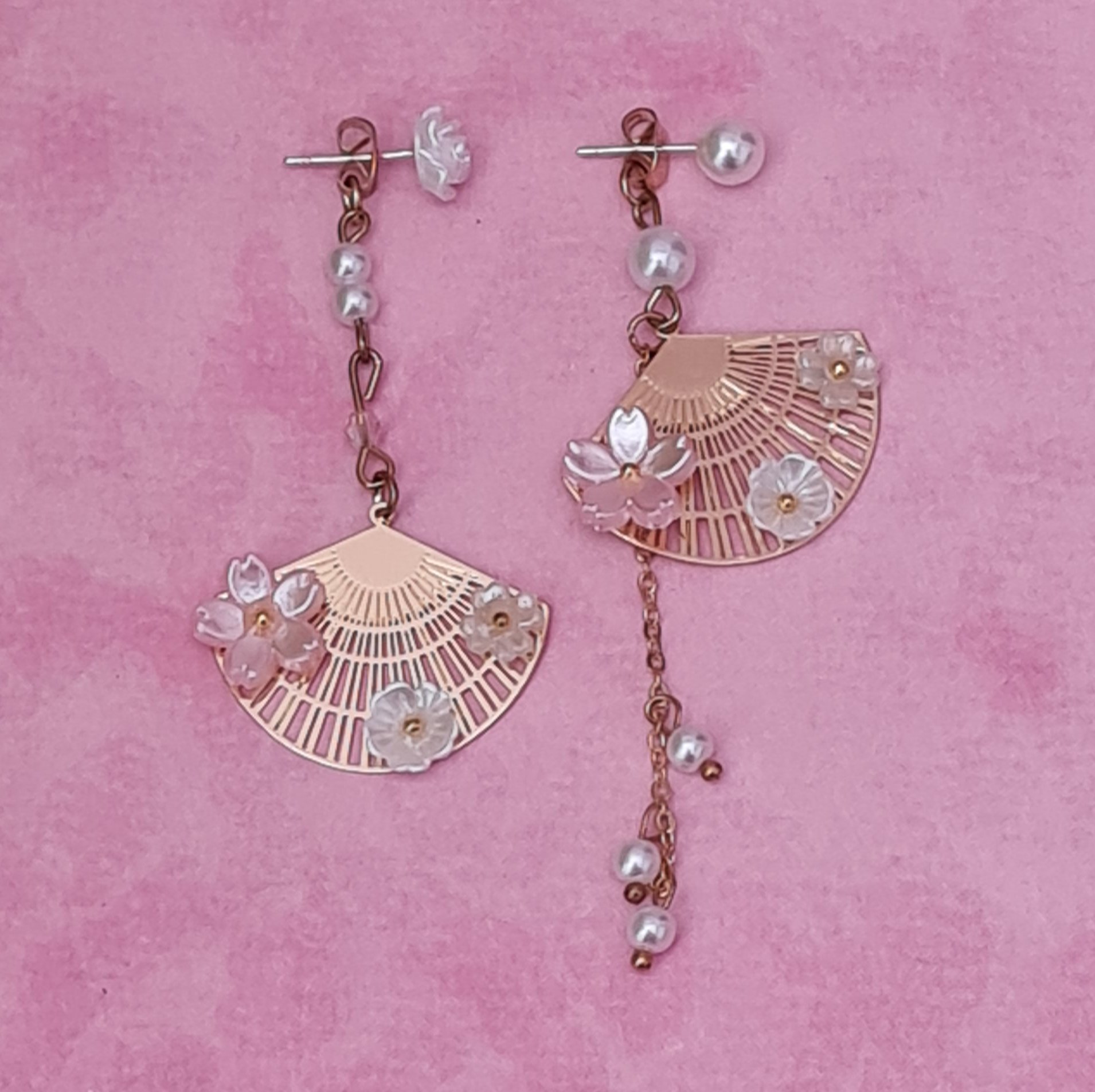 Japanese Decorated Fan Earrings