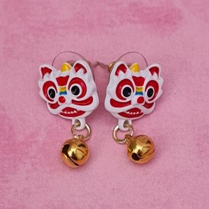 Japanese Dragon Mask Earrings
