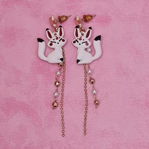 Japanese White Kitsune Earrings