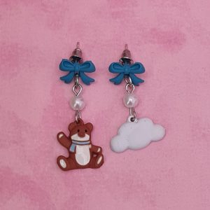 Kawaii Bear and Cloud Earrings
