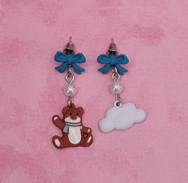 Kawaii Bear and Cloud Earrings