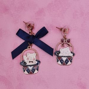 Kawaii Bear In Basket Earrings