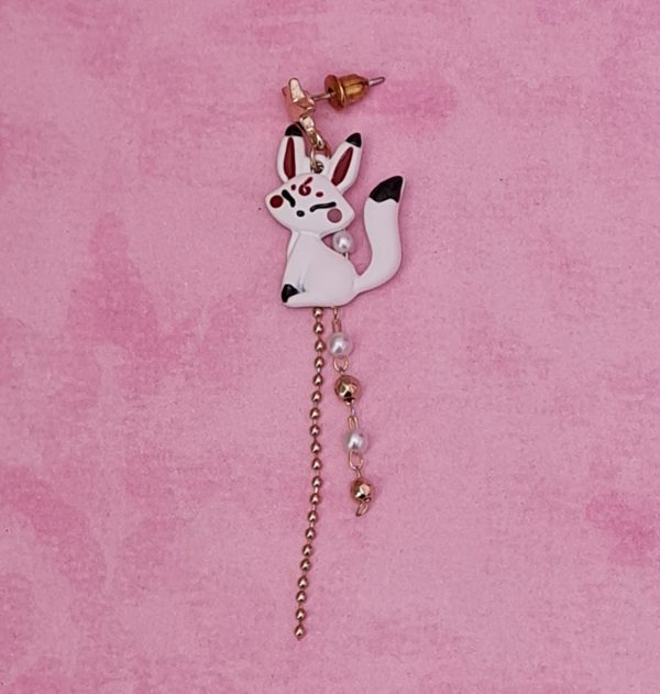 Japanese White Kitsune Earrings - Image 2
