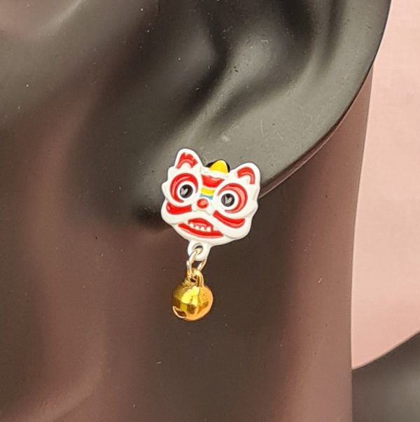 Japanese Dragon Mask Earrings - Image 3