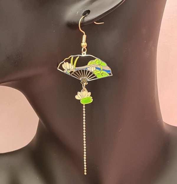 Japanese Fan and Koi Earrings - Image 5