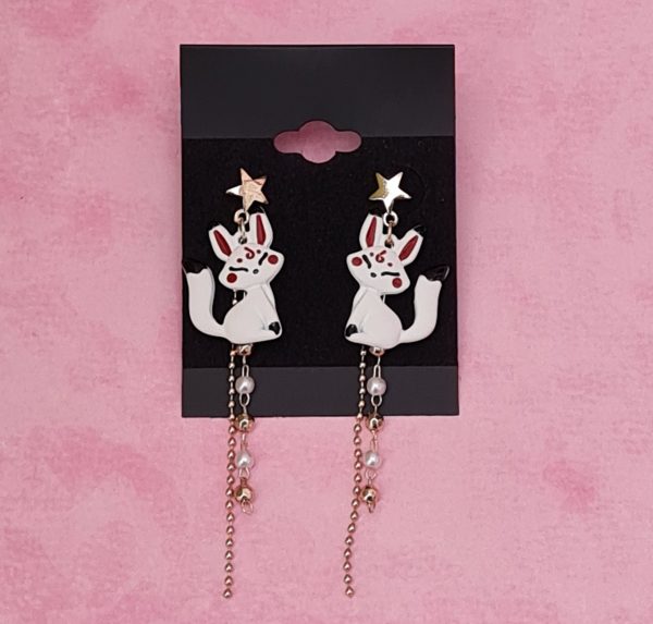 Japanese White Kitsune Earrings - Image 4